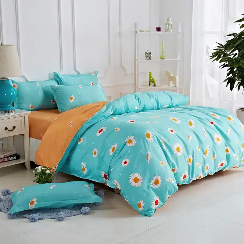 Black rose bedding set Rose Heart duvet cover 3 or 4pcs/set Summer bed set white bedclothes Flora flat sheet daisy kid bedlinen 52
