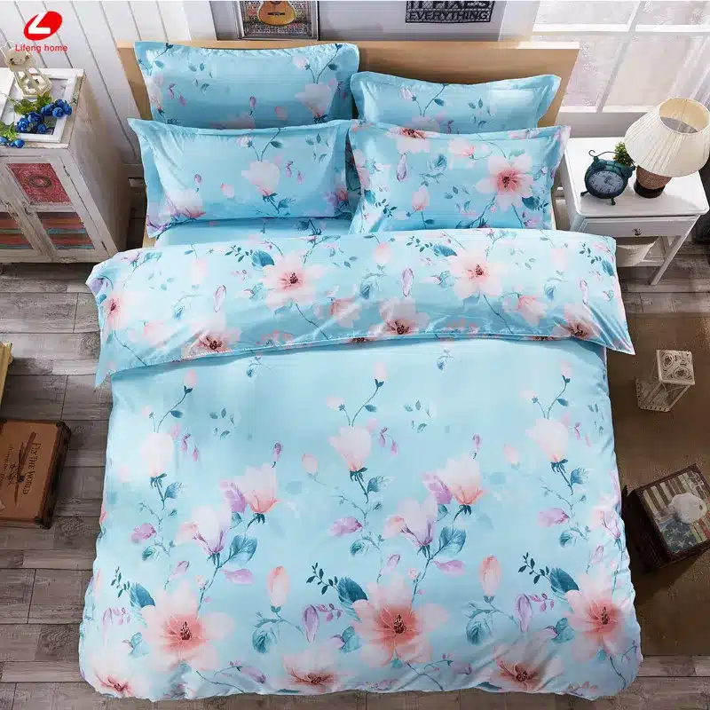 Black rose bedding set Rose Heart duvet cover 3 or 4pcs/set Summer bed set white bedclothes Flora flat sheet daisy kid bedlinen 77