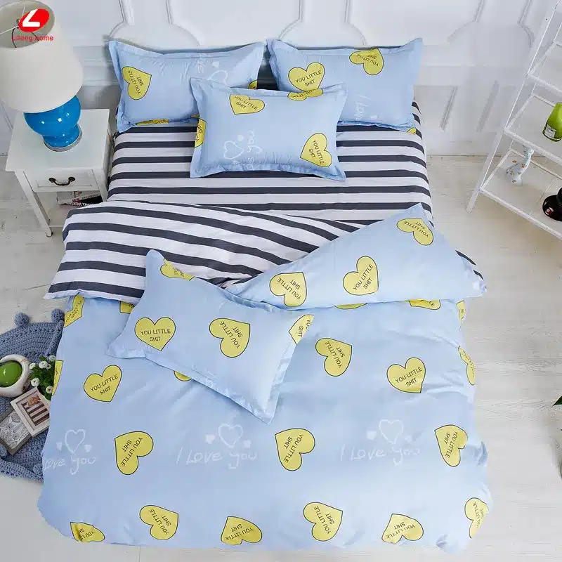 Black rose bedding set Rose Heart duvet cover 3 or 4pcs/set Summer bed set white bedclothes Flora flat sheet daisy kid bedlinen 83