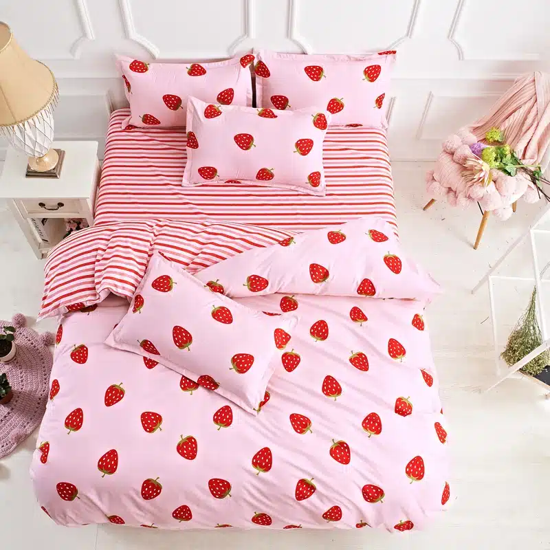 Black rose bedding set Rose Heart duvet cover 3 or 4pcs/set Summer bed set white bedclothes Flora flat sheet daisy kid bedlinen 95