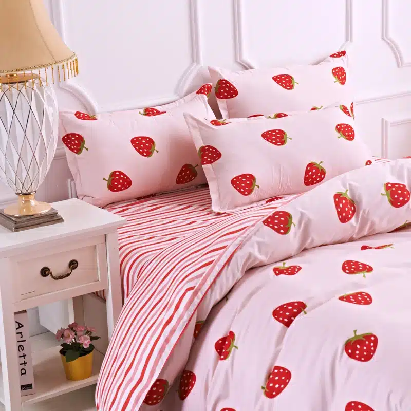 Black rose bedding set Rose Heart duvet cover 3 or 4pcs/set Summer bed set white bedclothes Flora flat sheet daisy kid bedlinen 96