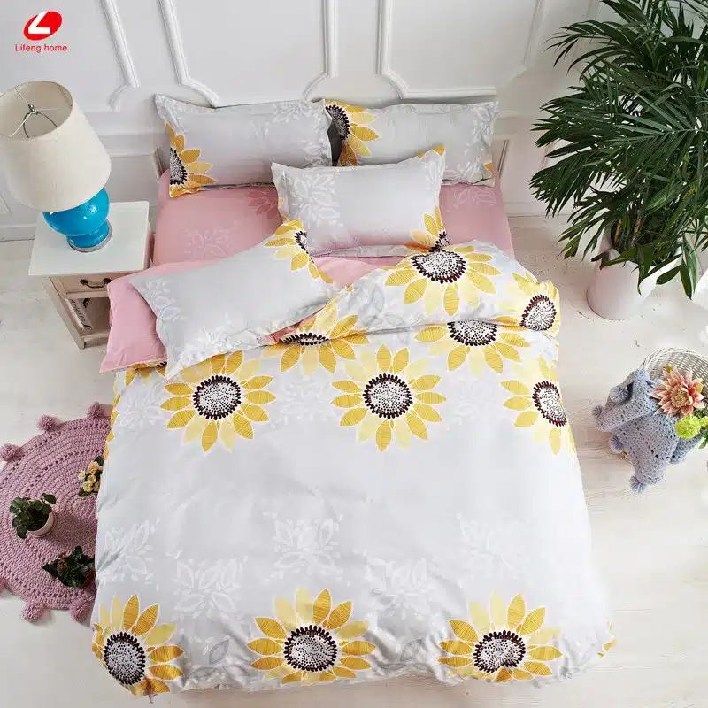 Black rose bedding set Rose Heart duvet cover 3 or 4pcs/set Summer bed set white bedclothes Flora flat sheet daisy kid bedlinen 135