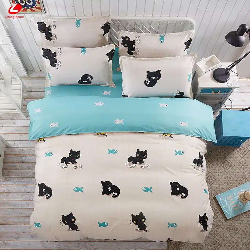 Black rose bedding set Rose Heart duvet cover 3 or 4pcs/set Summer bed set white bedclothes Flora flat sheet daisy kid bedlinen 142