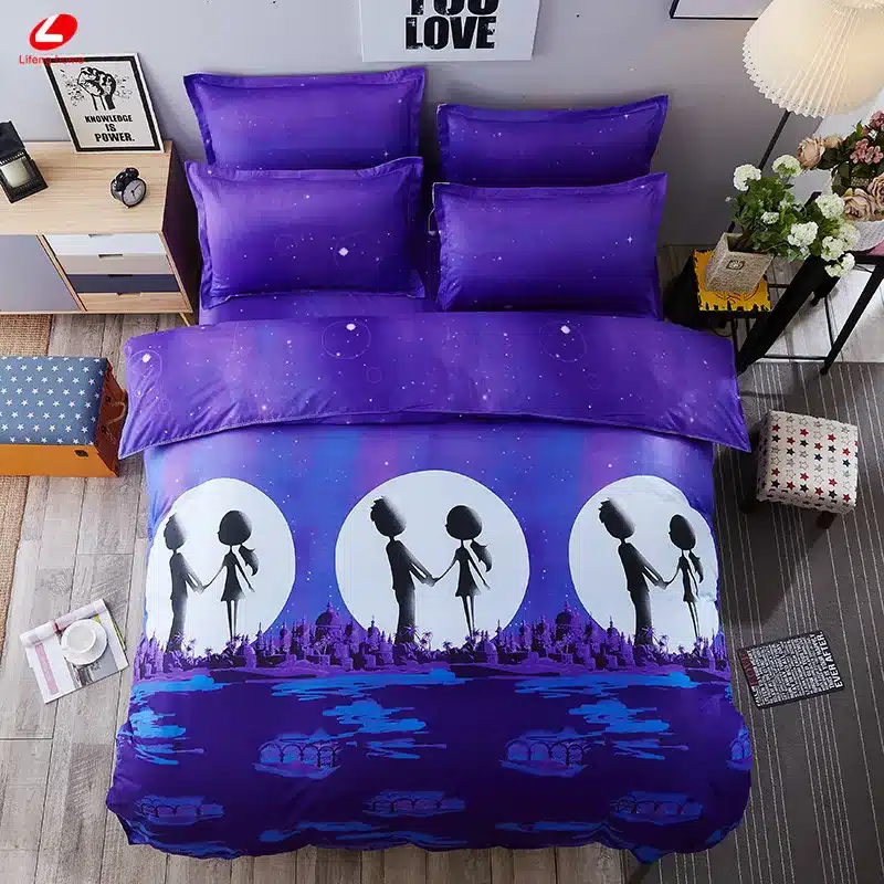 Black rose bedding set Rose Heart duvet cover 3 or 4pcs/set Summer bed set white bedclothes Flora flat sheet daisy kid bedlinen 151