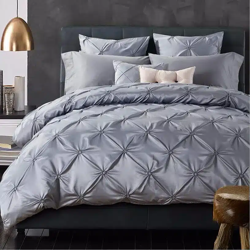 Pink Hand-made Bedding Set King Queen Size 4pcs Luxury Solid Color Satin Silk/Cotton Bed Set Duvet Cover Bed Linen Home Textile 20