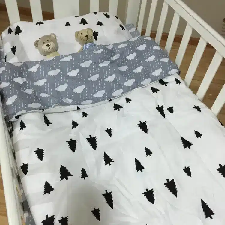 adamant ant 3 Pcs Cotton Crib Bed Linen Kit Cartoon Baby Bedding Set Includes Pillowcase Bed Sheet Duvet Cover Without Filler 26
