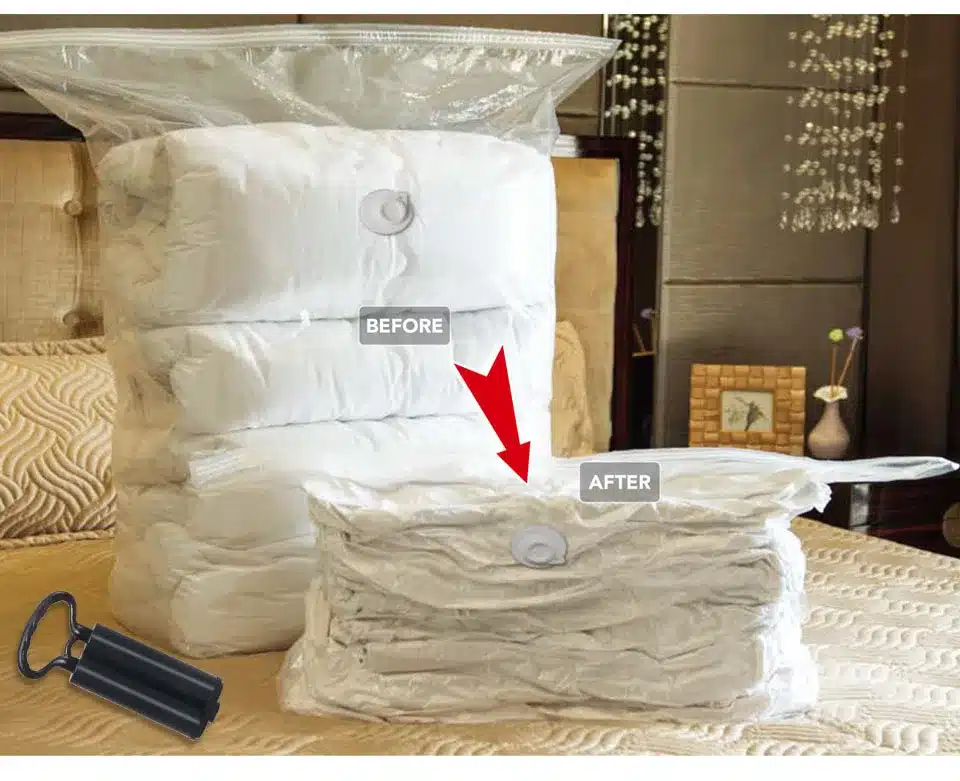 8 PCS+ 1 Hand Pump Vacuum Storage Bag JUMBO Large Space Saver Cube Bag organizer for Clothes Blanket Toy Wardrobe Bed Sheets 9