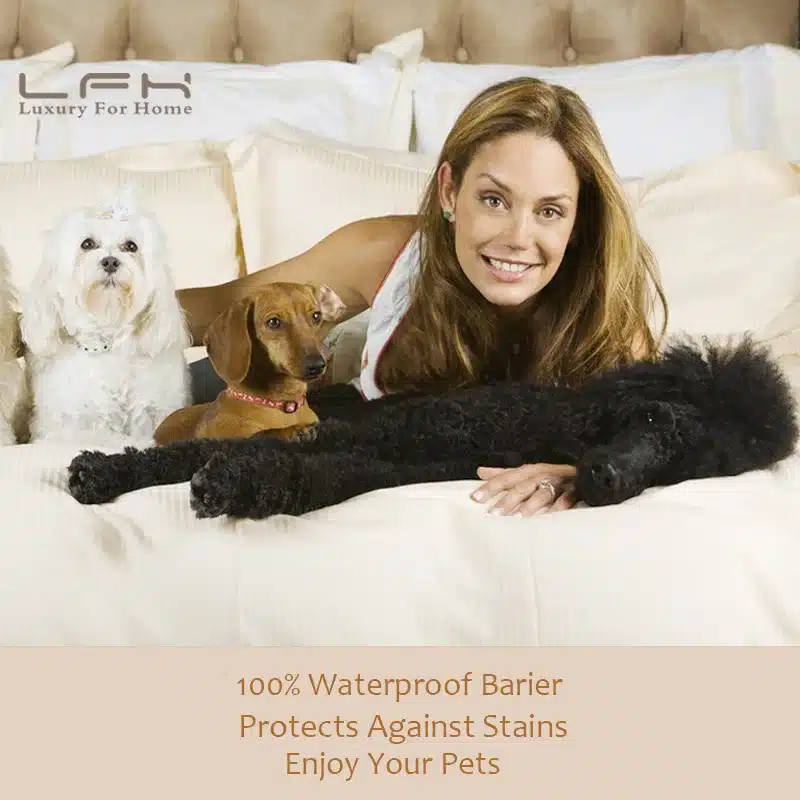 LFH 120X200cm Smooth Mattress Pad Cover 100% Waterproof Mattress Protector Fitted Sheet Style Bed Sheet Easy to Clean 18