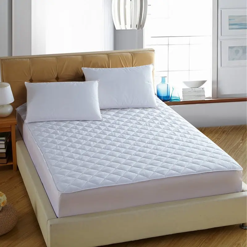 white quilting bed pad fitted sheets linens sanding polyester fabric multi-size mattress protection cover 6