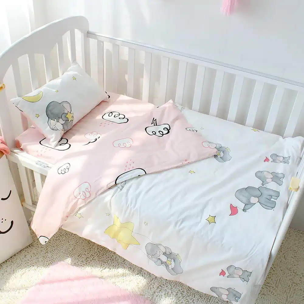 5Pcs Baby Bedding Set For Crib Newborn Baby Bed Linens For Girl Boy Detachable Cot Sheet Quilt Pillow Including The Filling 11