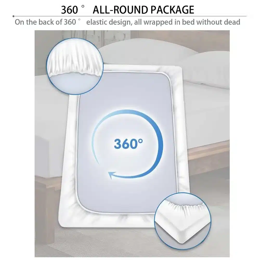 120x200cm Luxury Terry Cloth Waterproof Mattress Protector Fitted Sheet Mattress Cover with Elastic Machine Washable Anti Mite 22