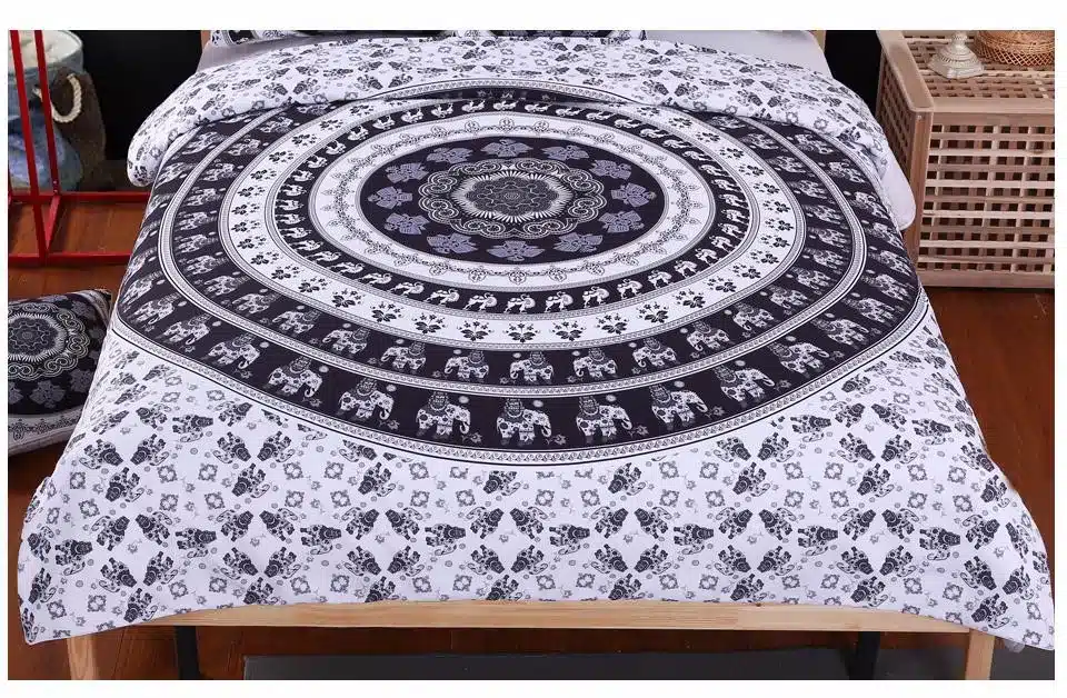 BeddingOutlet Bohemia Bedding Set Vanitas Modern Bedclothes Indian Home Black and White Printed Quilt Cover with Pioowcases 4Pcs 11