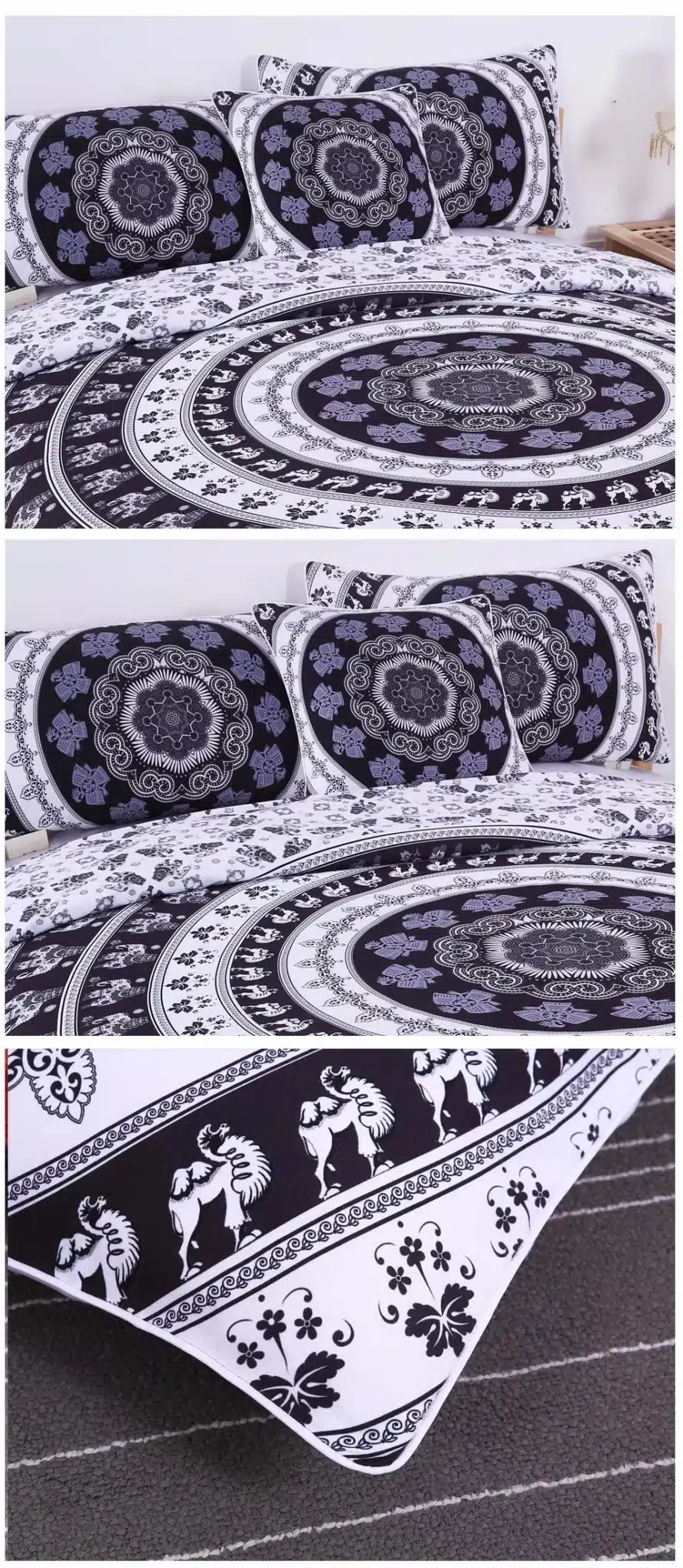 BeddingOutlet Bohemia Bedding Set Vanitas Modern Bedclothes Indian Home Black and White Printed Quilt Cover with Pioowcases 4Pcs 17