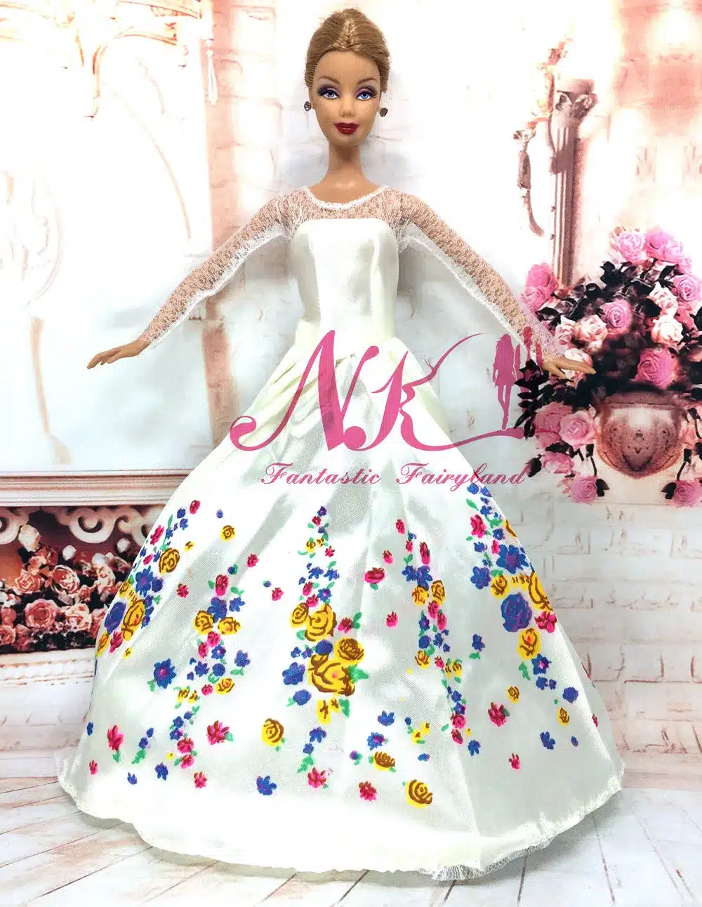 NK One Set Princess Doll Dress Similar Fairy Tale Cinderella Wedding Dress +Veil Party Outfit For Barbie Doll Best Girls' Gift 10