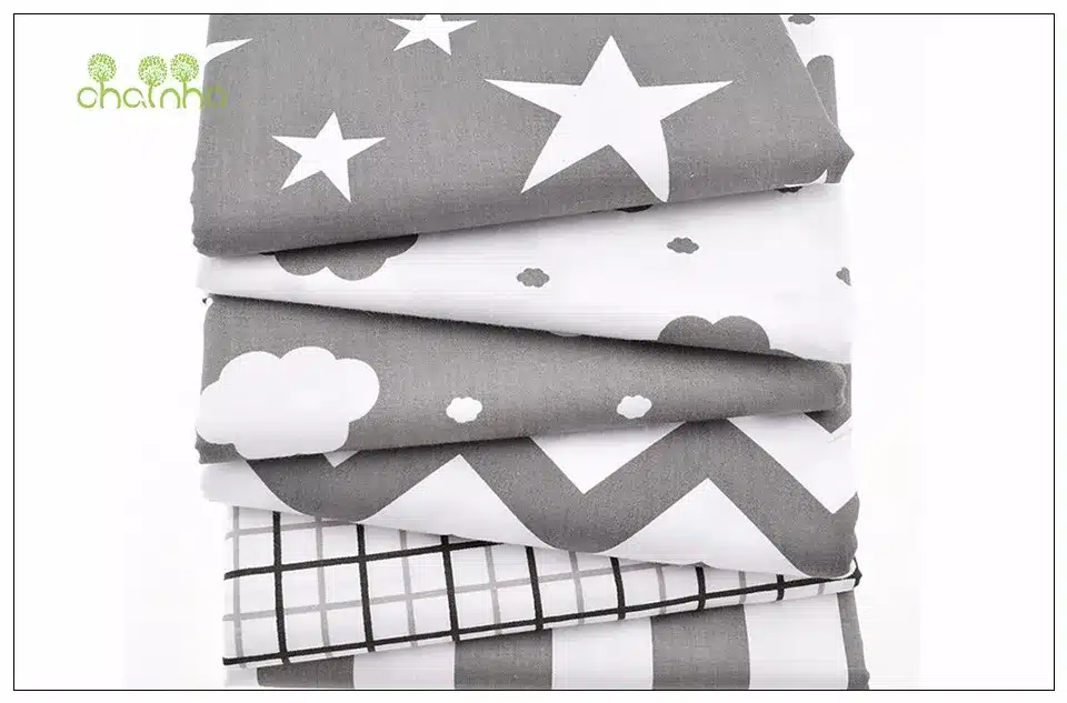 6pcs/Lot Print Twill Cotton Fabric For Sewing Doll Baby Bedding Clothes Dress Skirt Patchwork Cloud&Star Tissue Material 40x50cm 8