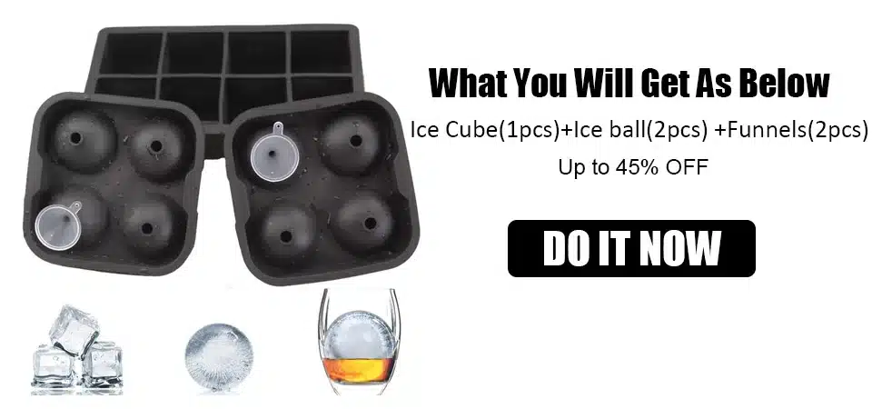 2PCS Frozen 6 Silicone Ice Ball 6 Square Ice Cube Trays Silicone Sphere Ice Mold Form Ball Maker Black TW-010 24