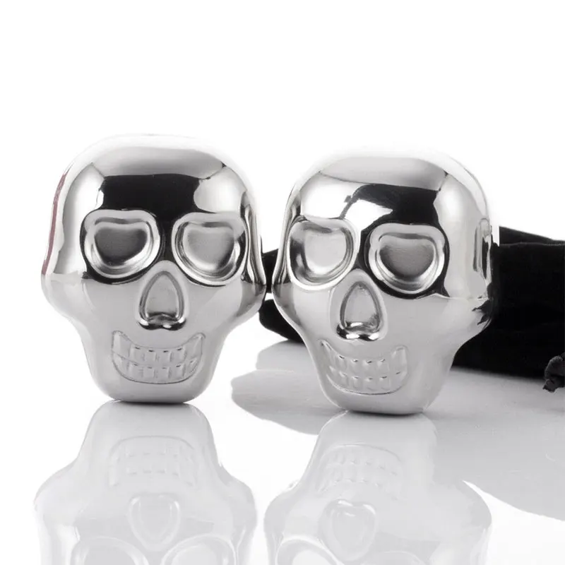 Stainless Steel Skull Ice Cube Cooling Beer Whisky Wine Cocktail Rock Cooler Stones Sipping Chillers Bar Tool 3
