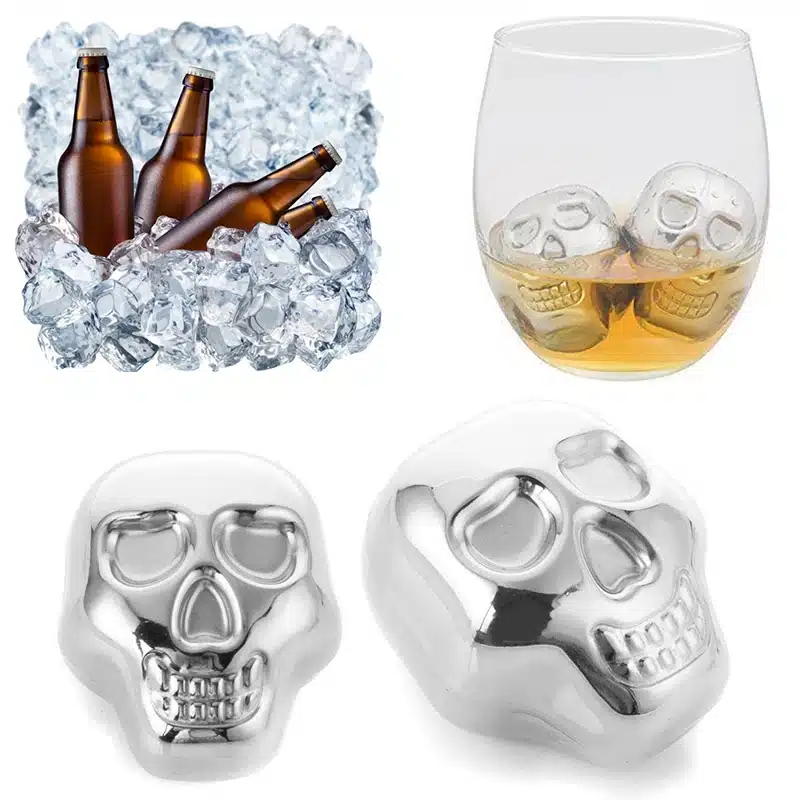 Stainless Steel Skull Ice Cube Cooling Beer Whisky Wine Cocktail Rock Cooler Stones Sipping Chillers Bar Tool 9