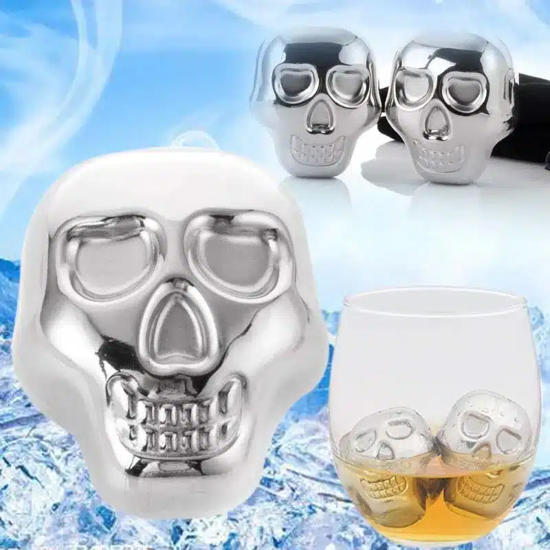 Stainless Steel Skull Ice Cube Cooling Beer Whisky Wine Cocktail Rock Cooler Stones Sipping Chillers Bar Tool 12