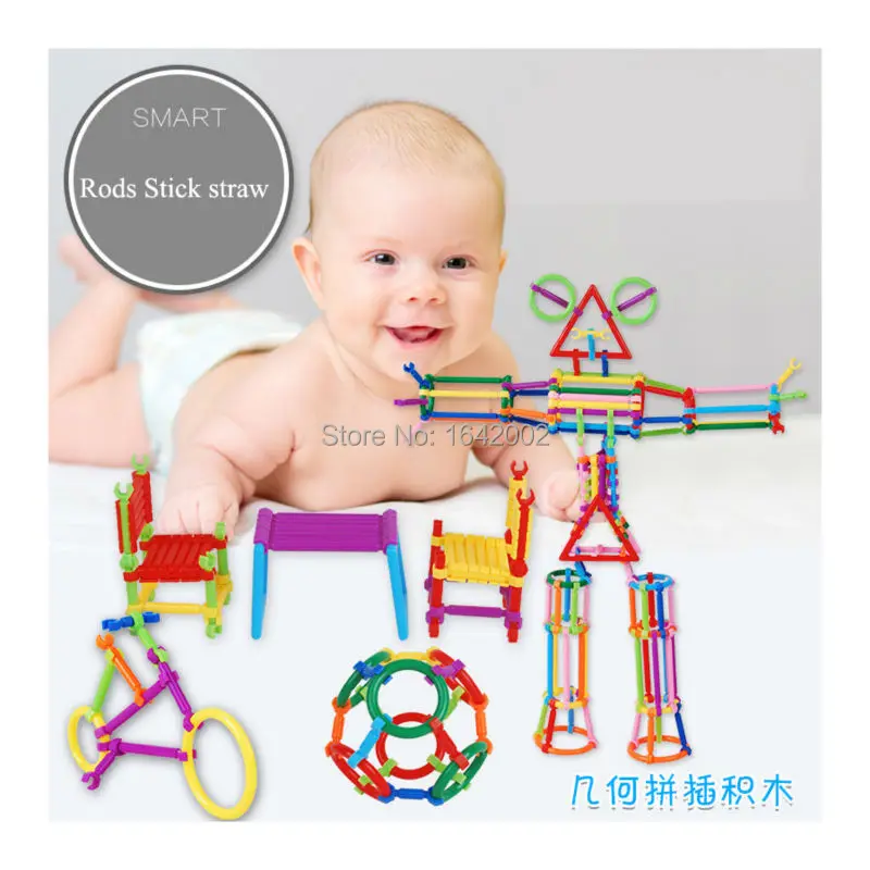 118PCS Sticks DIY Modle,Click and Stack Toy,Smart Different Shaped Rods Stick straw Building Blocks Bricks Assembling toys 11