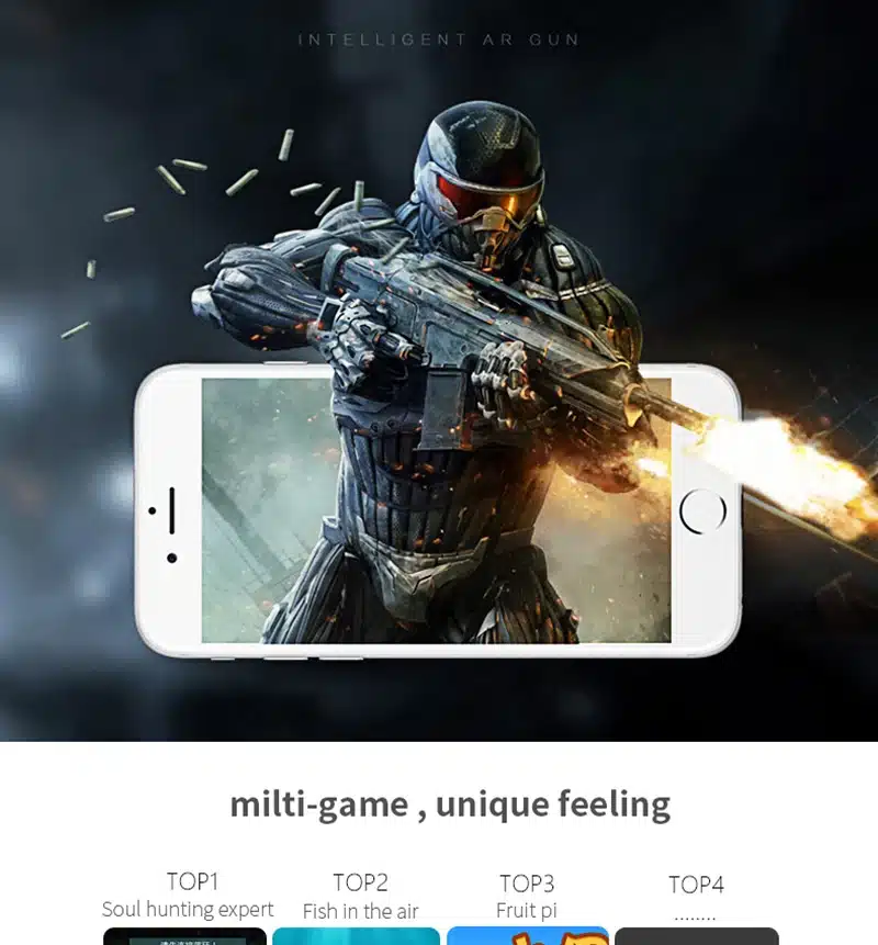 2017 Newest Portable Bluetooth AR-Gun VR AR Game Gun controllers AR Toy Game Gun with 3D AR Games for iPhone Android Smart Phone 4