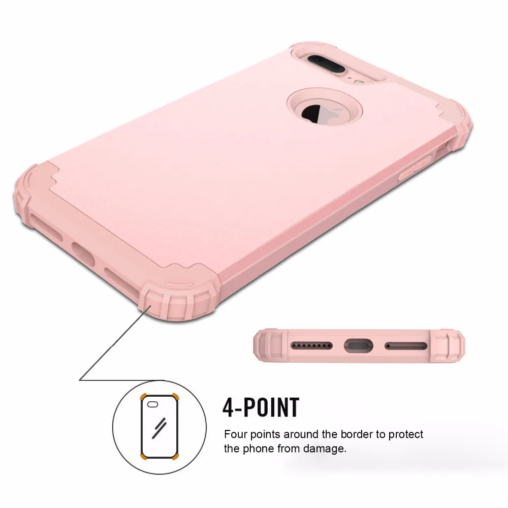 Shockproof Phone Cases for iPhone 6 6S 7 Plus,PC+TPU 3-Layers Hybrid Full-Body Protect Case for iPhone 7 Anti-Knock Phone Shell 13