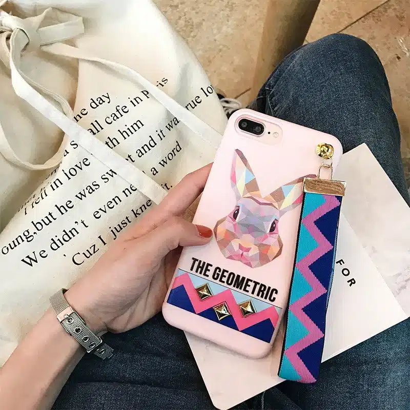 LUDI 3D Europe Animal Tiger & Rabbit Stud Rivet Wrist Strap Case for iPhone X Case for iPhone7 8 6 6S PLus Soft TPU Cover Lovers 27