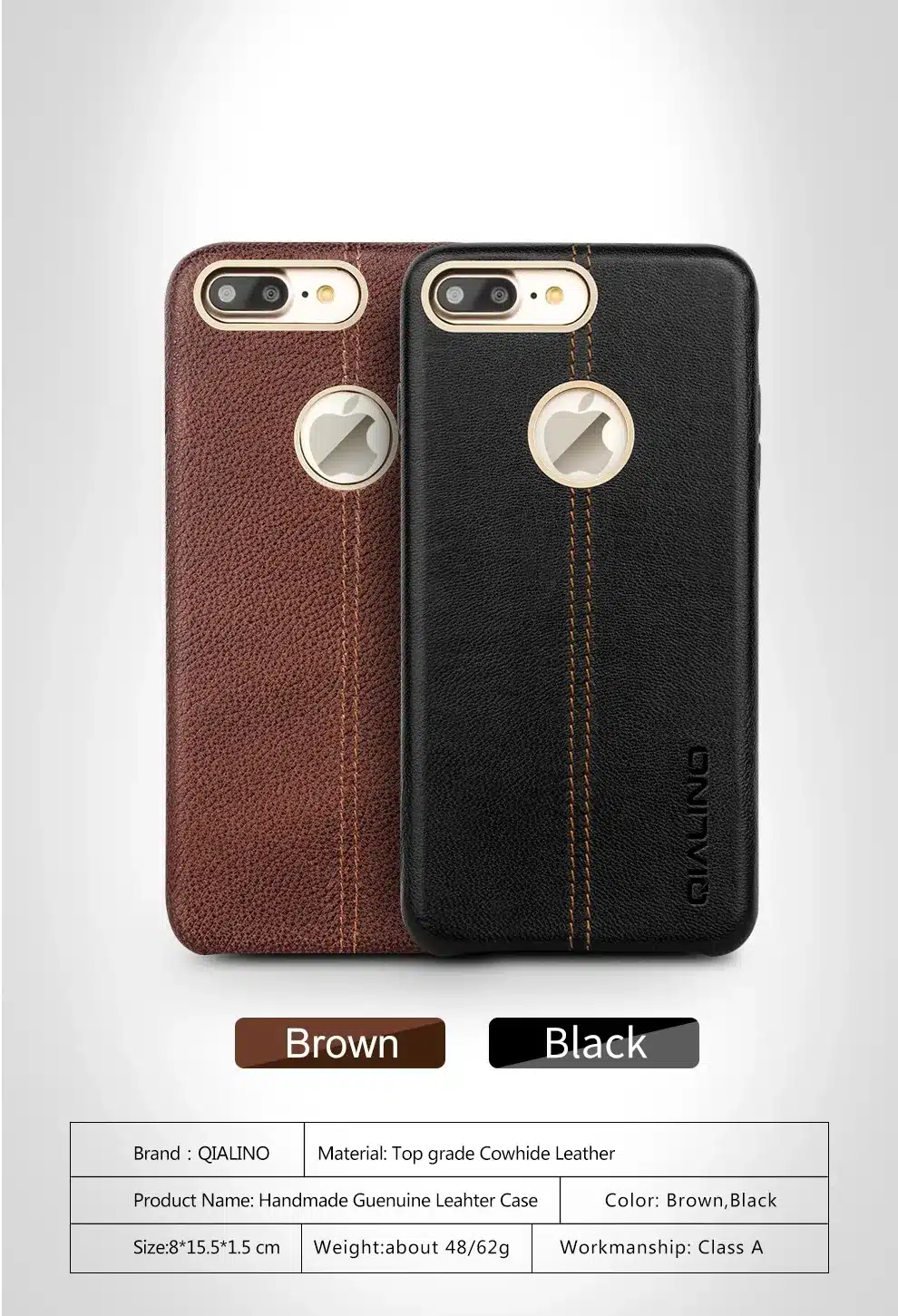 QIALINO Case for iPhone 7 Genuine Leather Back Luxury Cover Case for Apple iPhone plus 7 Slim Fashion phone case 4.7/5.5 inch 9