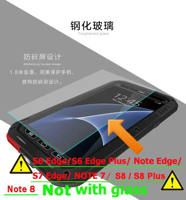 LOVE MEI Life Water resistant Metal Case for SAMSUNG Galaxy S3 S4 S5 S6 S7 Edge Plus S8 Plus Note 3 5 4 7 Edge A3 A5 A7 A9 Alpha 2