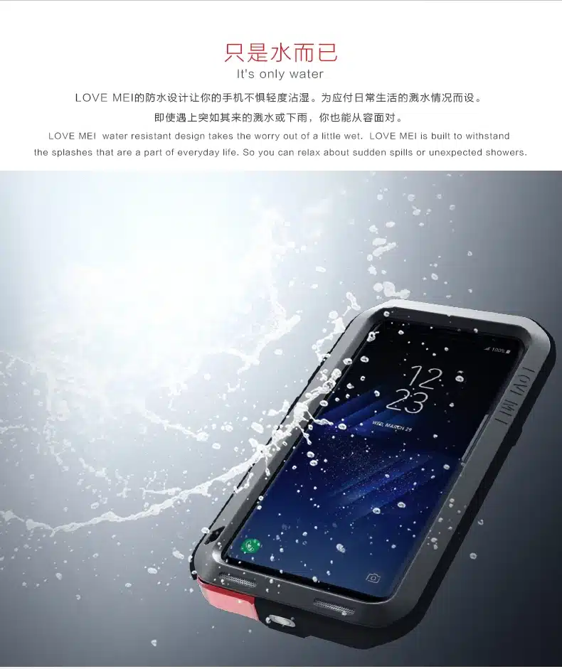 LOVE MEI Life Water resistant Metal Case for SAMSUNG Galaxy S3 S4 S5 S6 S7 Edge Plus S8 Plus Note 3 5 4 7 Edge A3 A5 A7 A9 Alpha 28