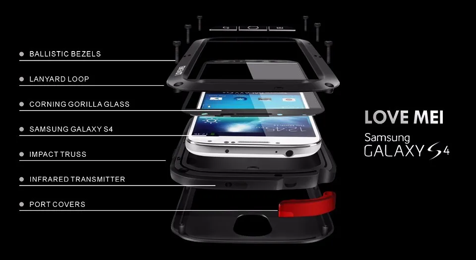 LOVE MEI Life Water resistant Metal Case for SAMSUNG Galaxy S3 S4 S5 S6 S7 Edge Plus S8 Plus Note 3 5 4 7 Edge A3 A5 A7 A9 Alpha 46