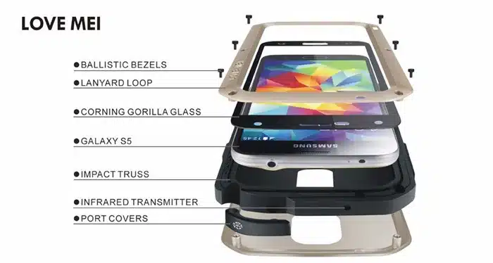 LOVE MEI Life Water resistant Metal Case for SAMSUNG Galaxy S3 S4 S5 S6 S7 Edge Plus S8 Plus Note 3 5 4 7 Edge A3 A5 A7 A9 Alpha 49