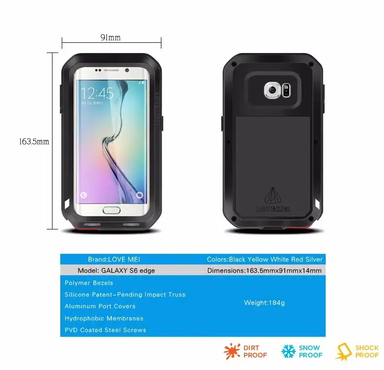 LOVE MEI Life Water resistant Metal Case for SAMSUNG Galaxy S3 S4 S5 S6 S7 Edge Plus S8 Plus Note 3 5 4 7 Edge A3 A5 A7 A9 Alpha 61