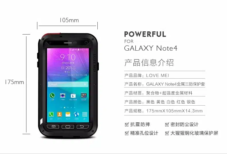 LOVE MEI Life Water resistant Metal Case for SAMSUNG Galaxy S3 S4 S5 S6 S7 Edge Plus S8 Plus Note 3 5 4 7 Edge A3 A5 A7 A9 Alpha 81