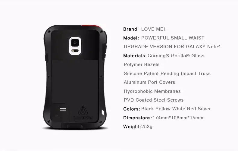 LOVE MEI Life Water resistant Metal Case for SAMSUNG Galaxy S3 S4 S5 S6 S7 Edge Plus S8 Plus Note 3 5 4 7 Edge A3 A5 A7 A9 Alpha 87