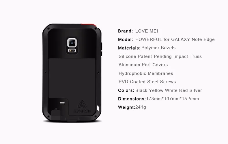 LOVE MEI Life Water resistant Metal Case for SAMSUNG Galaxy S3 S4 S5 S6 S7 Edge Plus S8 Plus Note 3 5 4 7 Edge A3 A5 A7 A9 Alpha 91