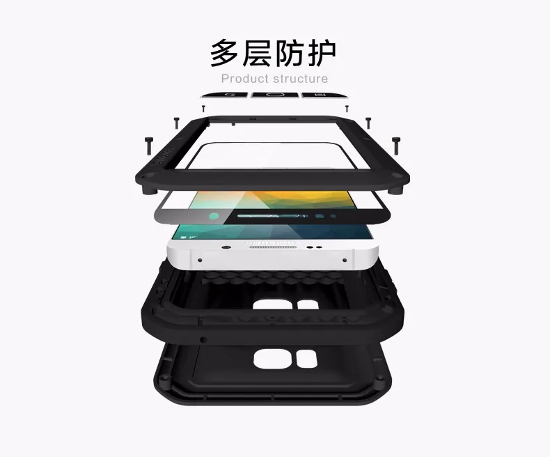 LOVE MEI Life Water resistant Metal Case for SAMSUNG Galaxy S3 S4 S5 S6 S7 Edge Plus S8 Plus Note 3 5 4 7 Edge A3 A5 A7 A9 Alpha 94