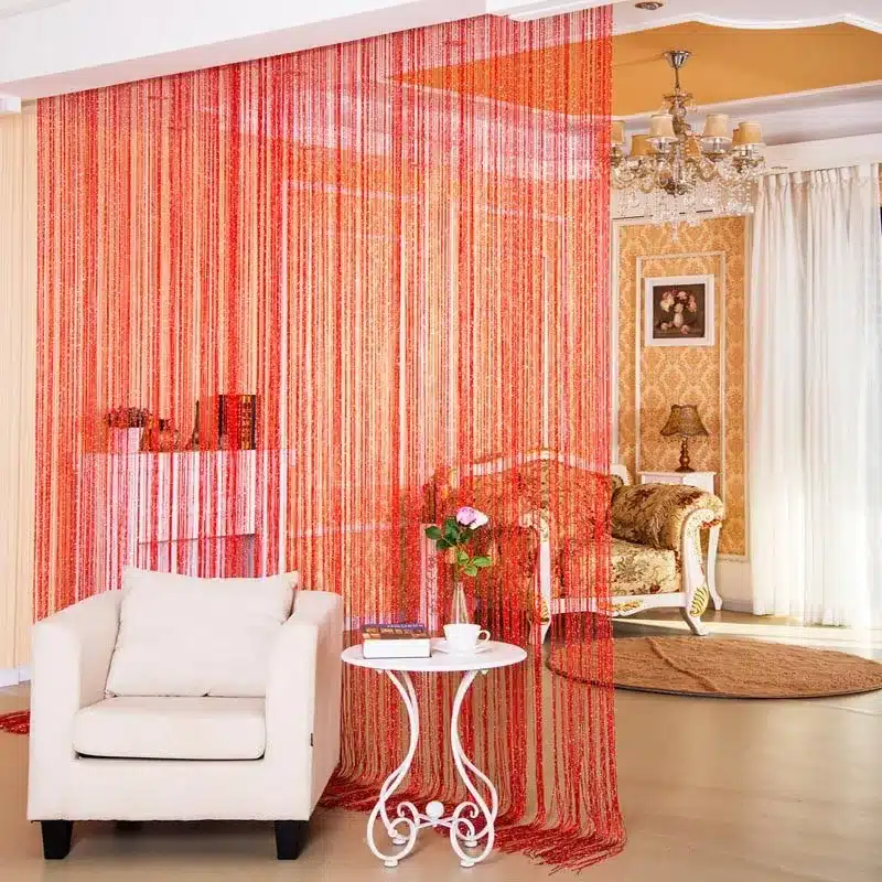 GIANTEX 2.9x2.9m Shiny Tassel Flash Silver Line String Curtain Window Door Divider Sheer Curtains Valance Home Decoration U0978 11