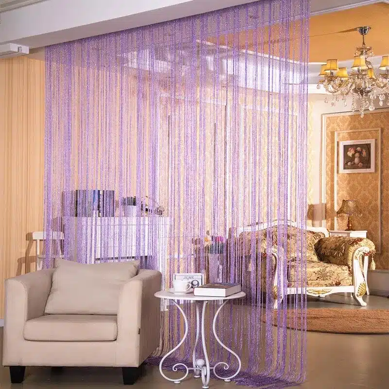GIANTEX 2.9x2.9m Shiny Tassel Flash Silver Line String Curtain Window Door Divider Sheer Curtains Valance Home Decoration U0978 14