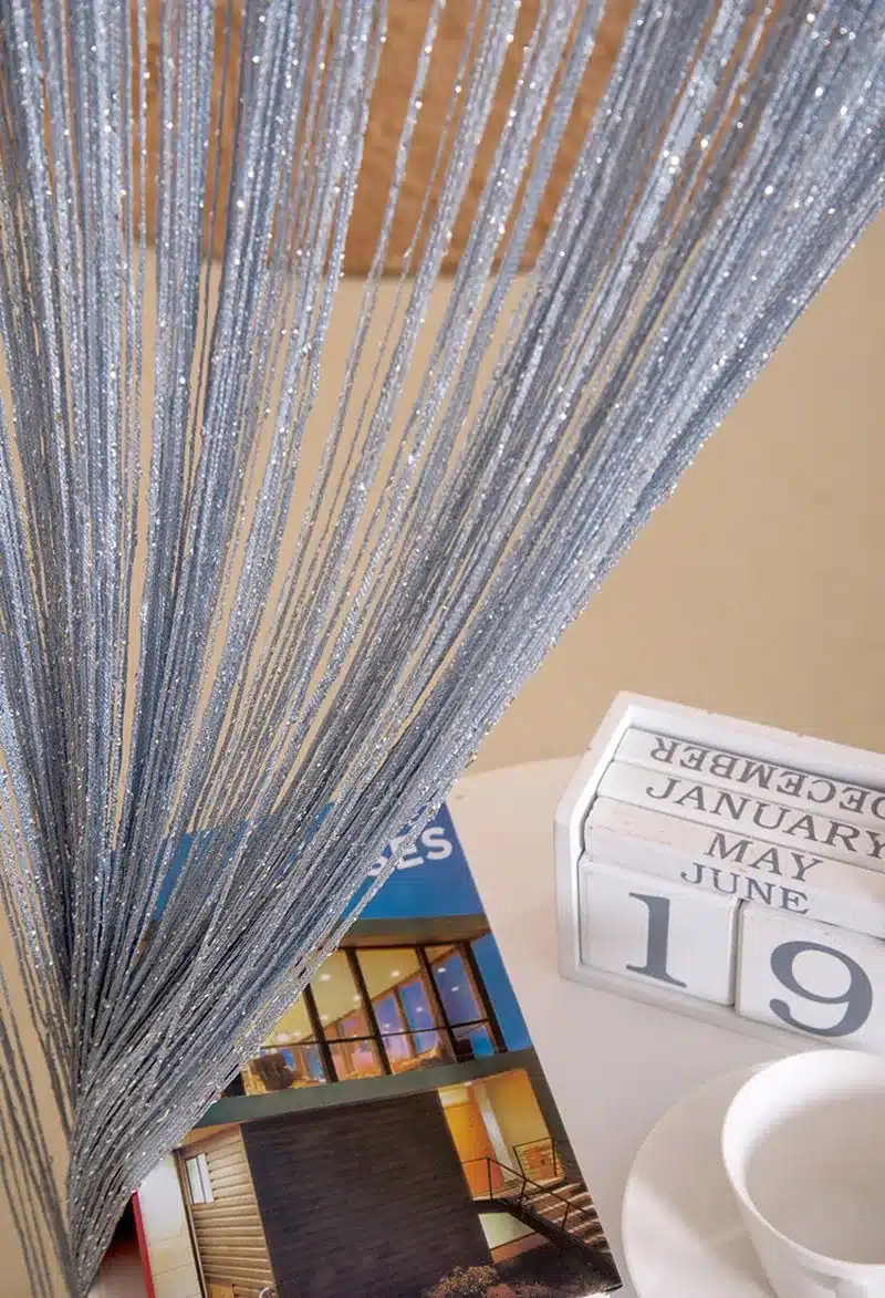 GIANTEX 2.9x2.9m Shiny Tassel Flash Silver Line String Curtain Window Door Divider Sheer Curtains Valance Home Decoration U0978 20