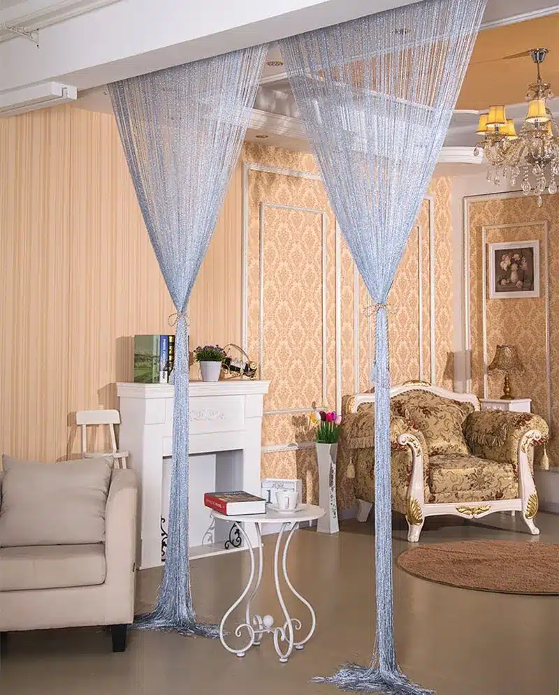 GIANTEX 2.9x2.9m Shiny Tassel Flash Silver Line String Curtain Window Door Divider Sheer Curtains Valance Home Decoration U0978 21