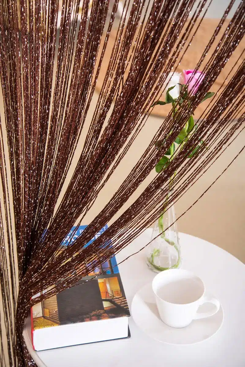 GIANTEX 2.9x2.9m Shiny Tassel Flash Silver Line String Curtain Window Door Divider Sheer Curtains Valance Home Decoration U0978 23