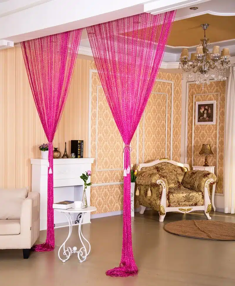 GIANTEX 2.9x2.9m Shiny Tassel Flash Silver Line String Curtain Window Door Divider Sheer Curtains Valance Home Decoration U0978 25