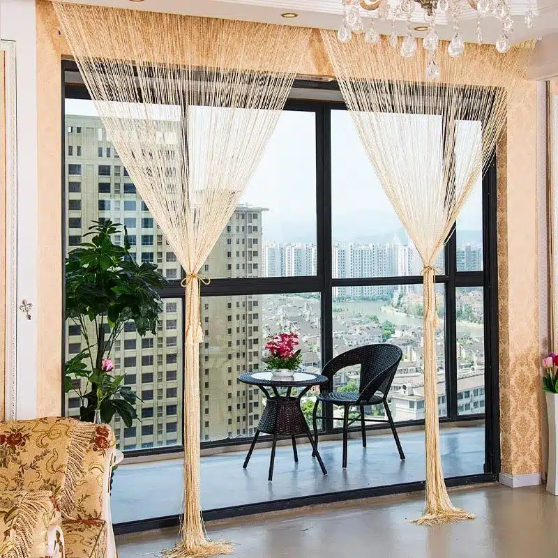 GIANTEX 2.9x2.9m Shiny Tassel Flash Silver Line String Curtain Window Door Divider Sheer Curtains Valance Home Decoration U0978 26