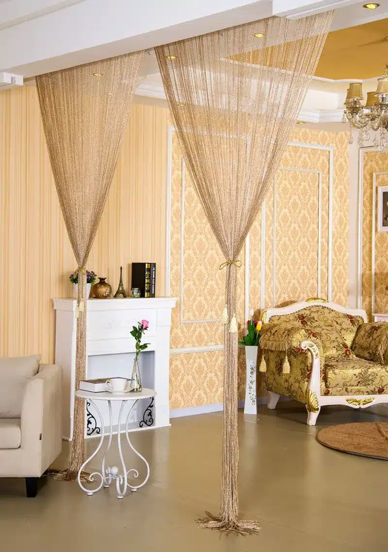 GIANTEX 2.9x2.9m Shiny Tassel Flash Silver Line String Curtain Window Door Divider Sheer Curtains Valance Home Decoration U0978 28