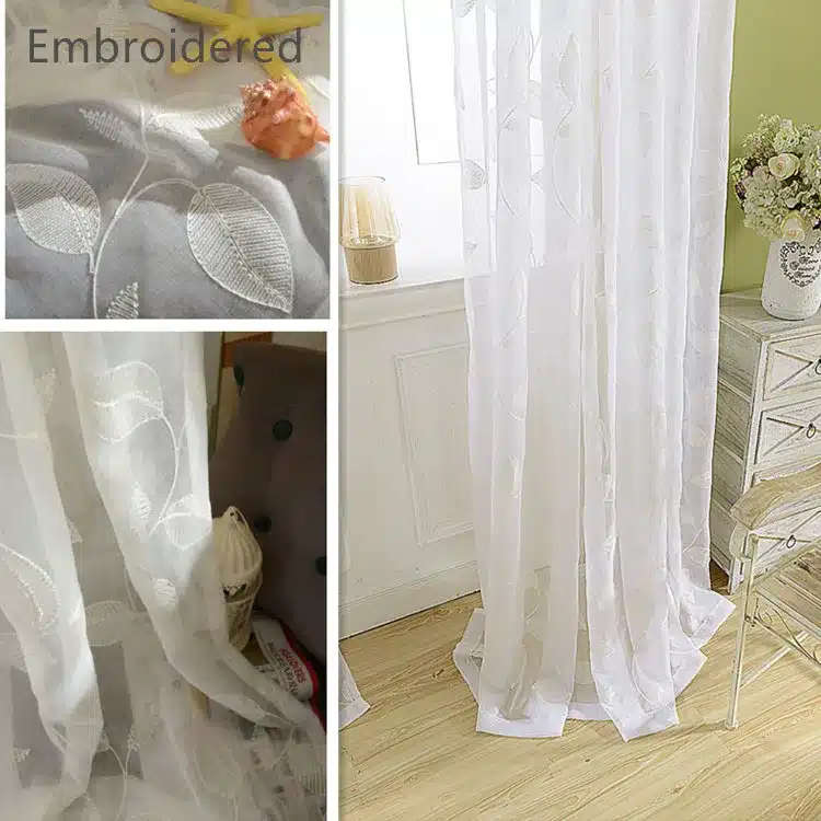 byetee Modern White Embroidered Voile Curtains Bedroom Sheer Curtains for Living Room Tulle for Kitchen Free Shipping 15