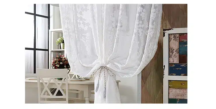 [byetee] Embroidered White Screen Screen White Embroidered Voile Curtains Encryption Curtains Bedroom Balcony Living Room 14