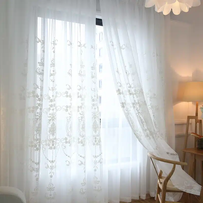 [byetee] Embroidered White Screen Screen White Embroidered Voile Curtains Encryption Curtains Bedroom Balcony Living Room 17