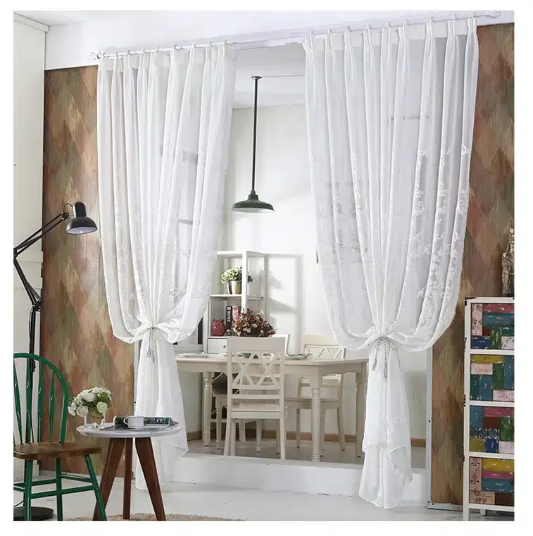 [byetee] Embroidered White Screen Screen White Embroidered Voile Curtains Encryption Curtains Bedroom Balcony Living Room 18