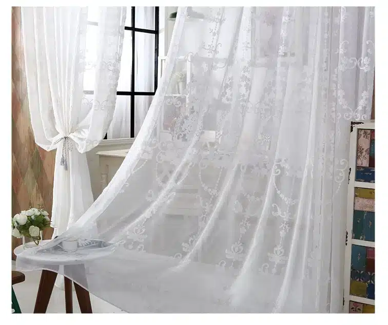 [byetee] Embroidered White Screen Screen White Embroidered Voile Curtains Encryption Curtains Bedroom Balcony Living Room 20